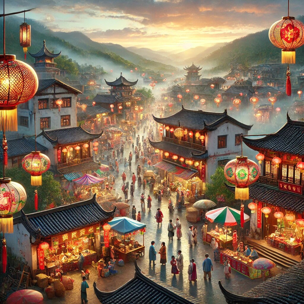 Vibrant festival atmosphere captured in artwork