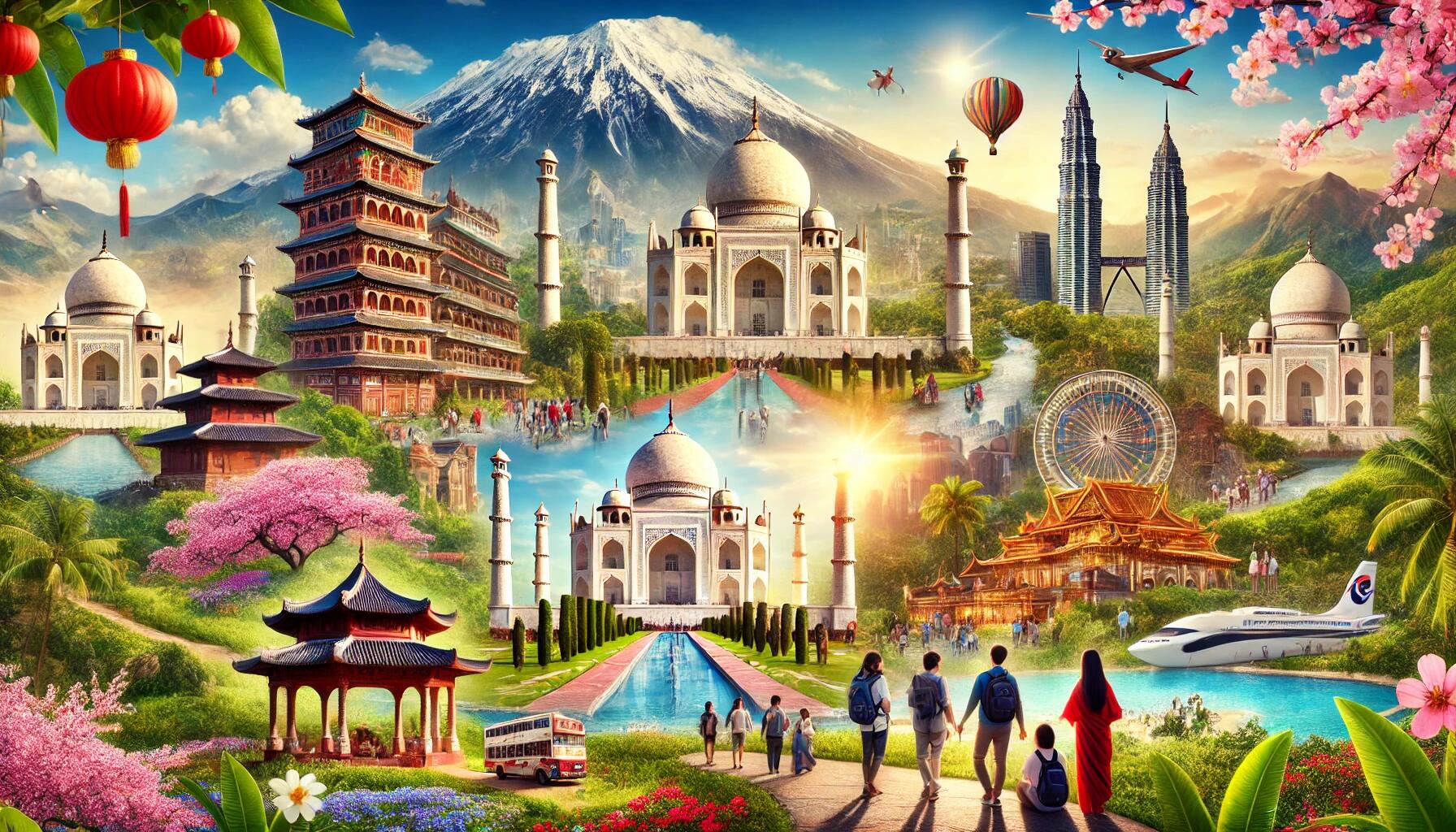 日本，泰国，印度尼西亚，越南，印度，韩国，马来西亚，菲律宾，中国，斯里兰卡型亚洲的2025年旅游景观，带有最高的景点和独特的节日