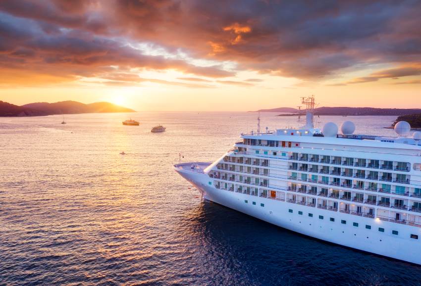 Croatia-aerial-view-cruise-ship-sunset-adventure-travel-landscape-with-cruise-liner-adriatic-sea-luxury-cruise-travel-image - travel and tour world