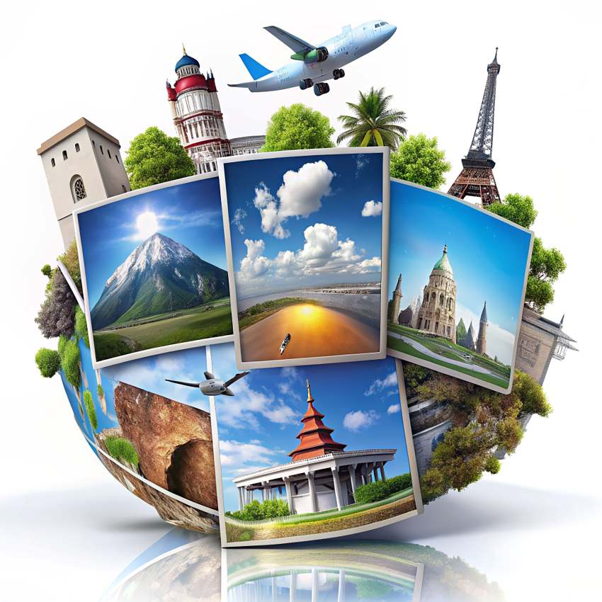 Full-shot-travel-concept-with-landmarks - travel and tour world