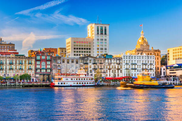 Savannah Georgia USA Riverfront Skyline - Travel World and Tour Georgiavis