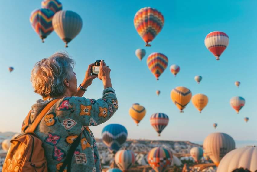 Old-woman-celebrating-world-photography-day - travel and tour world
