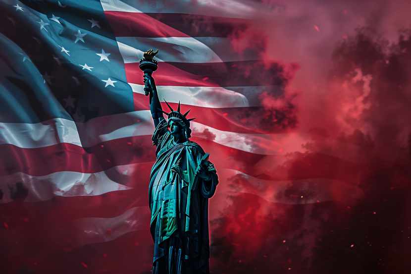 Representation-american-flag-with-statue-liberty-us-national-loyalty-day-celebration - travel and tour world