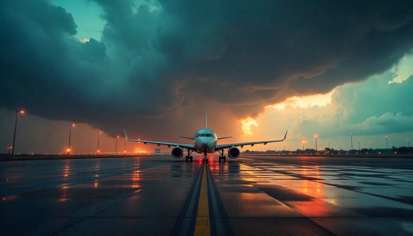 Storm at an airport - travel and tour world Jfk, newark, laguardia, philadelphia, dfw, chicago, us,