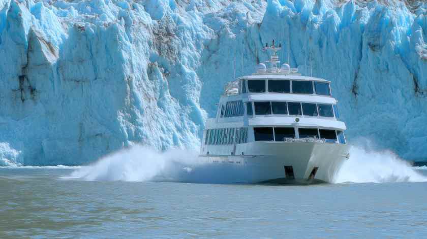 Glacier-cruise-ship-speeding-past-icebergs-patagonia - travel and tour world