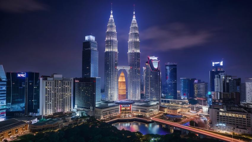 Kuala-lumpur-skyline-skyscraper-night-kuala-lumpur-malaysia - travel and tour world