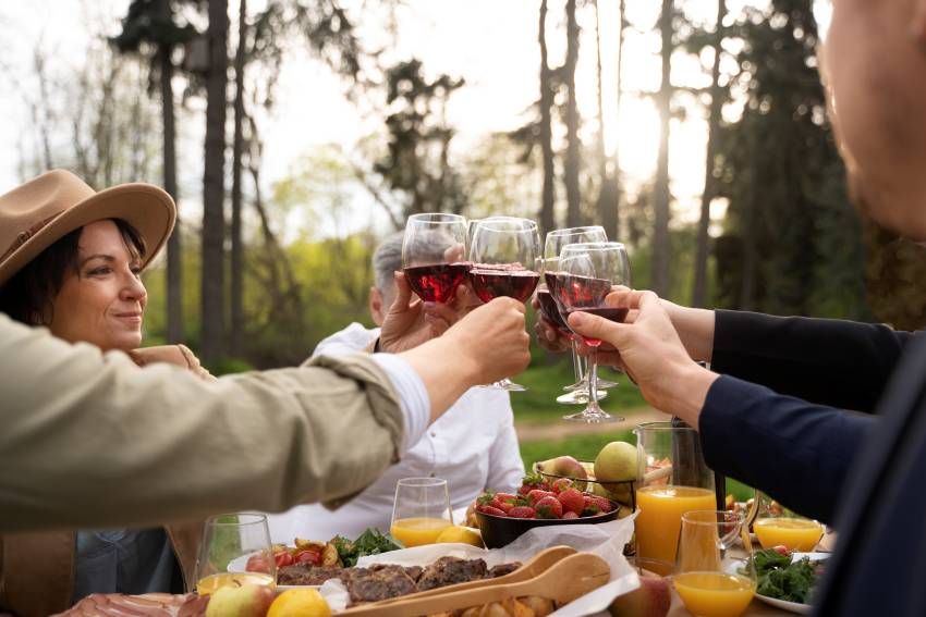 Side-view-friends-holding-wine-glasses - recreation and circuit world