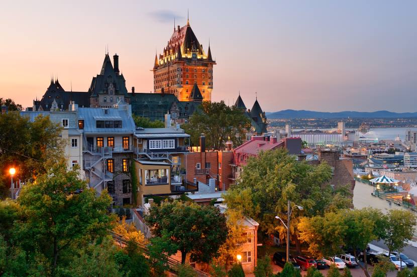 Stunning view of old québec with cobblestone streets, château frontenac, and the st. Lawrence river, capturing the city's rich history and natural beauty.