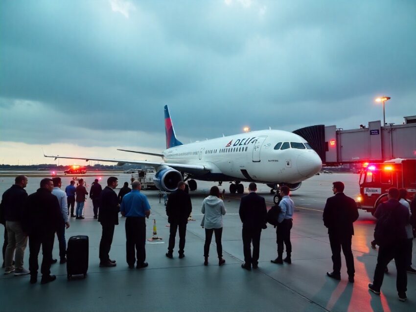 Delta airlines flight evacuated at laguardia airport amid security threat, causing delay and safety review.