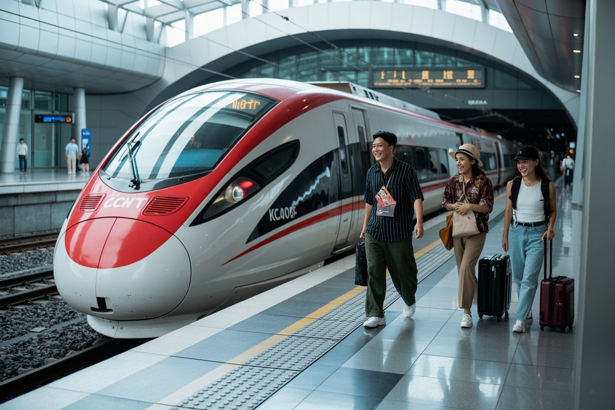 马来西亚游客涌入西爪哇高铁过年