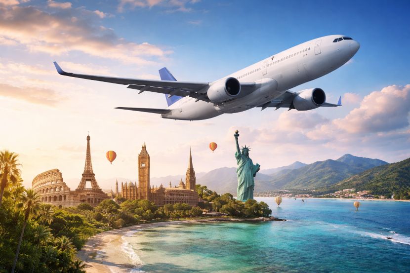 Ein modernes Verkehrsflugzeug am Gate, das die Konsolidierung im Luftverkehr symbolisiert.