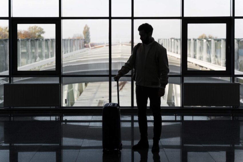 Image of a traveler in an airport