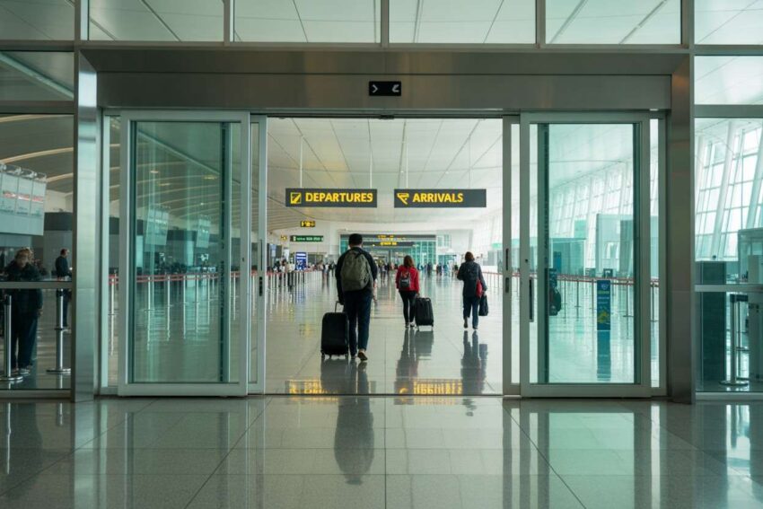 Image of an airport entry gate