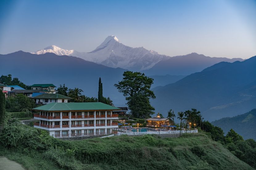 Enjoy stunning views of fishtail mountain at centara’s himalayan hideaway resort in pokhara.