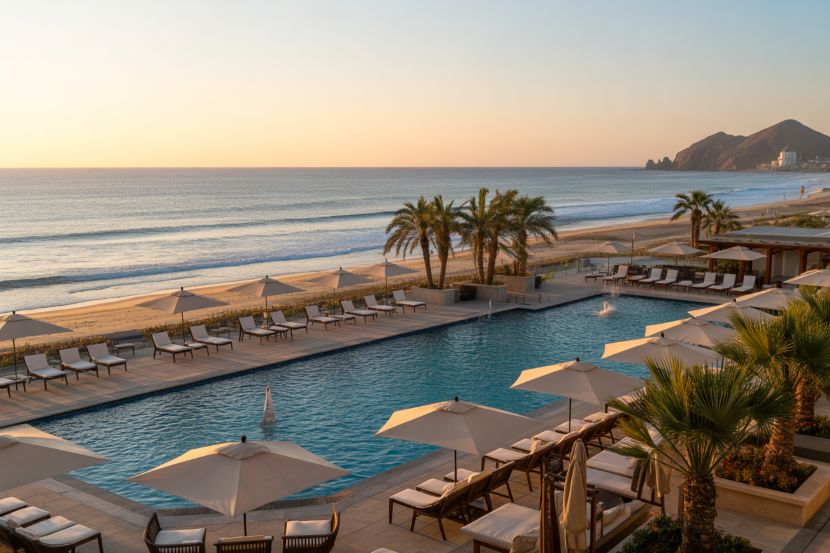 The tranquil beachfront pool at park hyatt cabo del sol offers guests a serene escape in los cabos. - travel and tour world The tranquil beachfront pool at park hyatt cabo del sol offers guests a serene escape in los cabos.