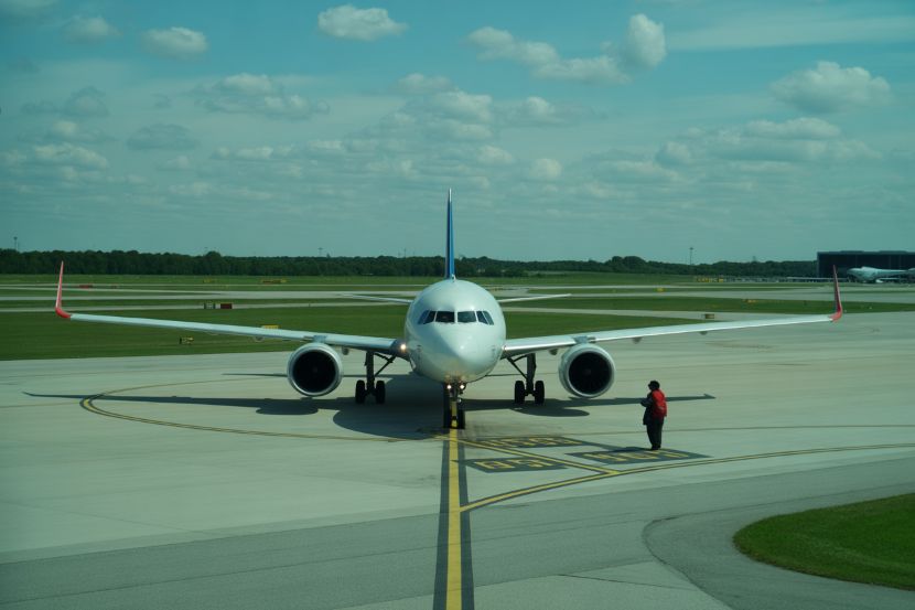 United Airlines aircraft taxiing for takeoff at a major airport, representing efficient operations during the holiday season.