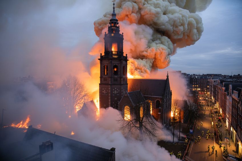 Vondelkerk engulfed by fire