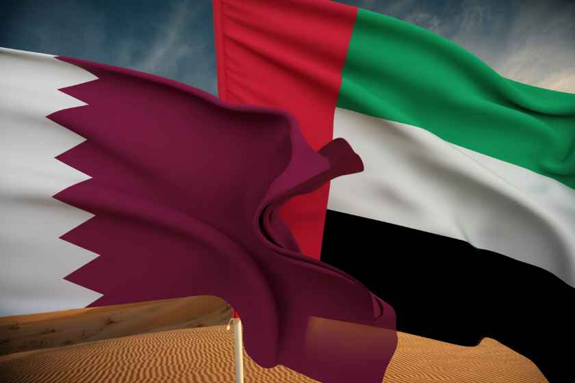 Qatar and uae flags