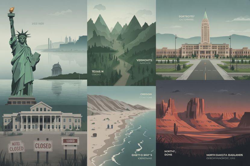 US states including Vermont, New York, Texas, Rhode Island and Oregon face a sharp 2025 tourism slump as international visitors decline, hitting jobs and revenue.
