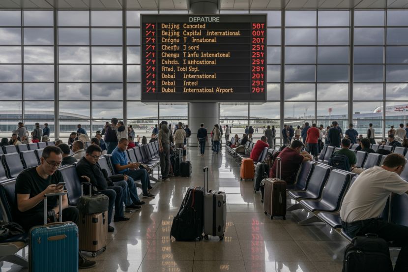 Travel chaos strikes china as 46 flights are called off and 1565 delayed