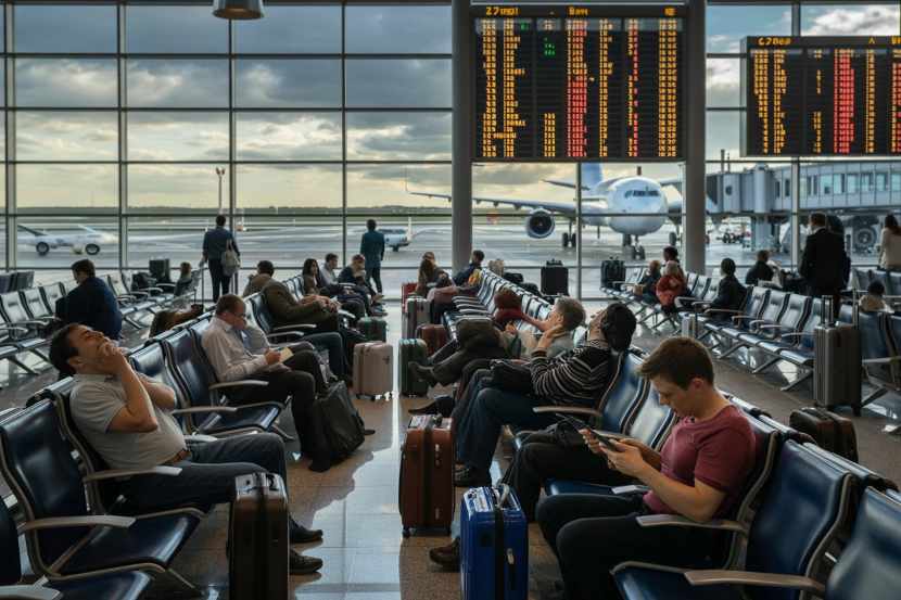 Travel and tour world - travel and tour world Passengers waiting at philadelphia airport due to flight delays and cancellation.
