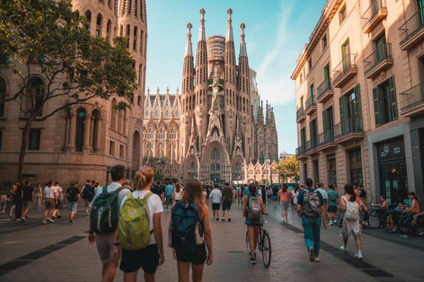 Barcelona cathedral in spain attracts many tourists amid overtourism concerns. Barcelona in spain raises new visitor tax amid local backlash as city tackles overtourism and housing pressure in 2026: all you need to know - travel and tour world Iconic barcelona cathedral draws visitors in the city center.