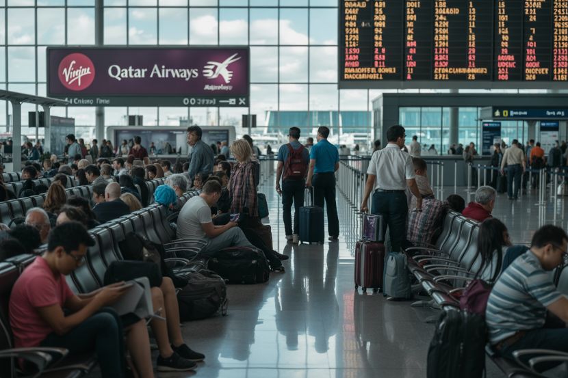 Qatar airways flight cancellations at airport due to middle east crisis - travel and tour world Qatar airways cuts down flight operations between australia and doha