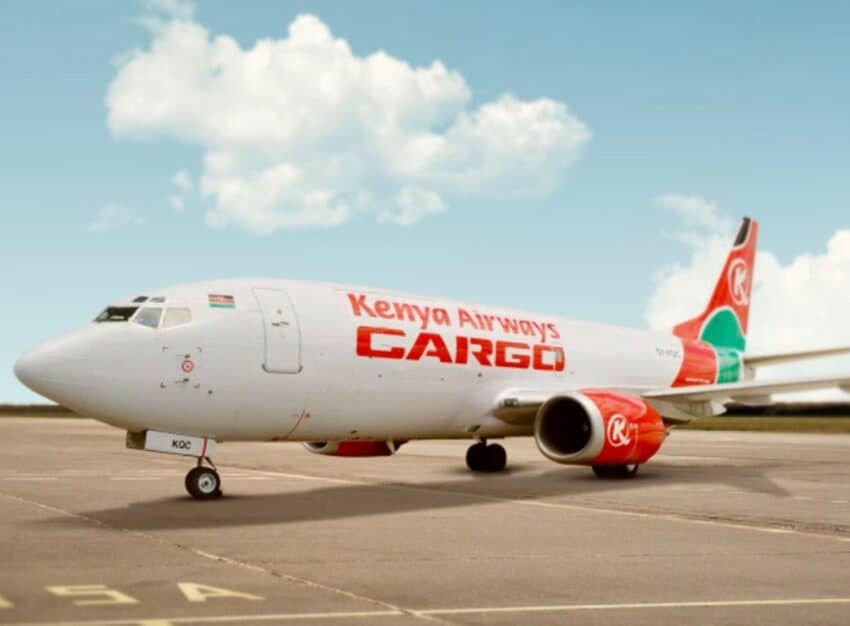 Kenya airways cargo airplane on runway - travel and tour world Kenya airways cargo aircraft on tarmac at airport.