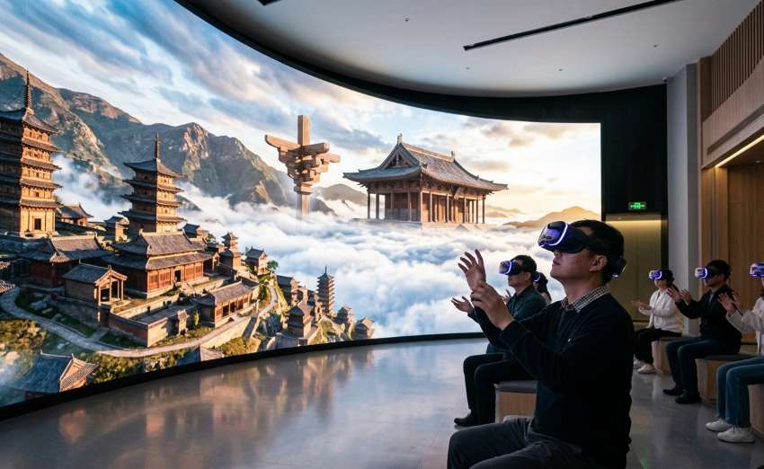 A breathtaking virtual reality experience of ancient chinese temples and floatin.