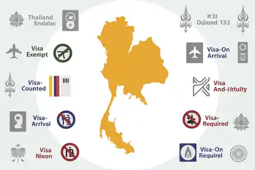 Thailand travel and visa information infographic with visa exemption, on-arrival.
