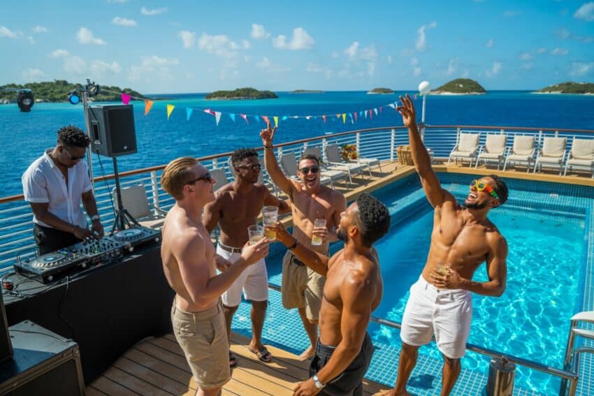 Enjoy a lively bachelor party on a cruise with royal caribbean and virgin voyage.