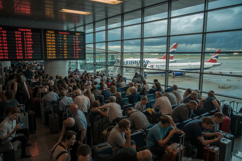 Exhausted travelers left scrambling after 30 flights are scrapped and 13 additional services suffer prolonged hold-ups