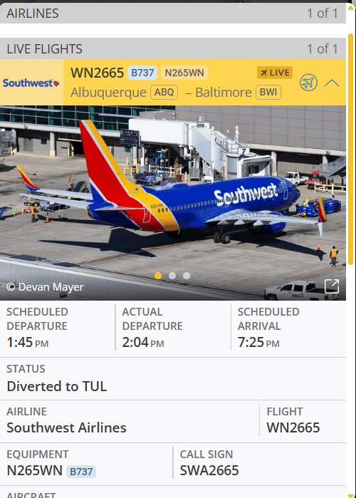Southwest airlines boeing 737-700 aircraft diverted and made an emergency landin.