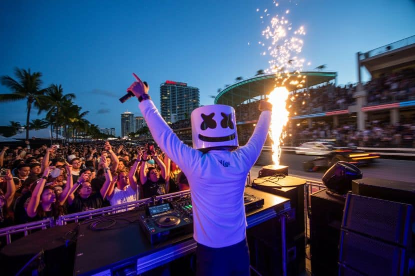 Hard rock miami grand prix party - travel and tour world Dj marshmello performs at miami grand prix event.