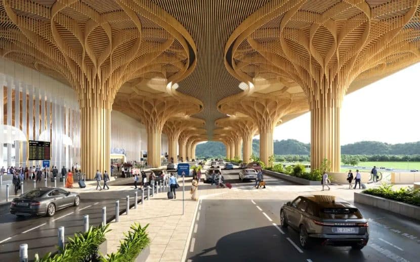 The bamboo-designed terminal 2 of lokapriya gopinath bordoloi international airport in guwahati and the lotus-inspired terminal 1 of navi mumbai international airport are beautifully recognized as two of the most stunning airports worldwide by prix versailles.