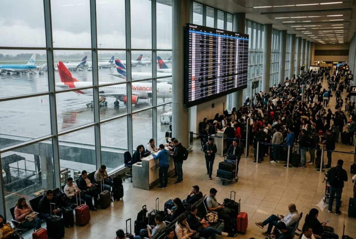 Travel disruptions at el dorado international airport as 46 flight delays and 4 cancellations hit avianca, latam, klm, and other across bogot&aacute;, madrid, amsterdam, and more