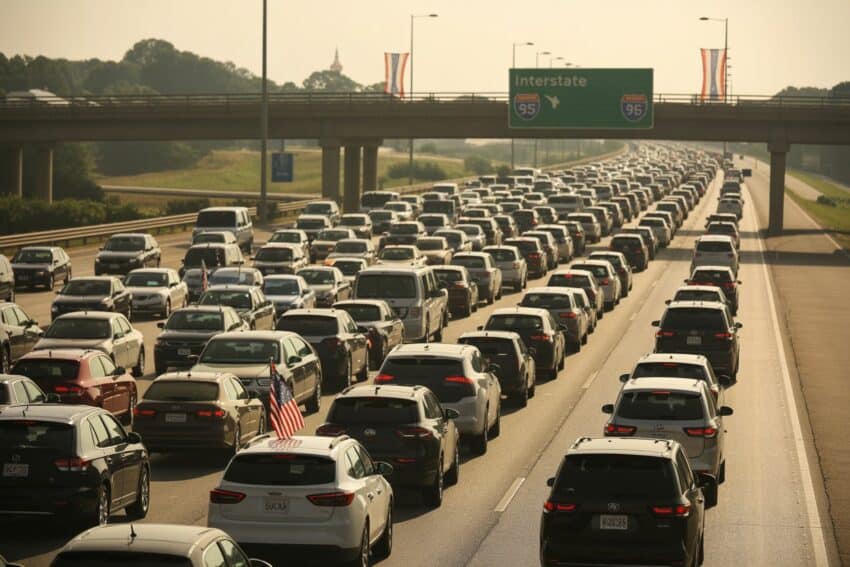 Traffic-jam-america-4th-july-tourism-