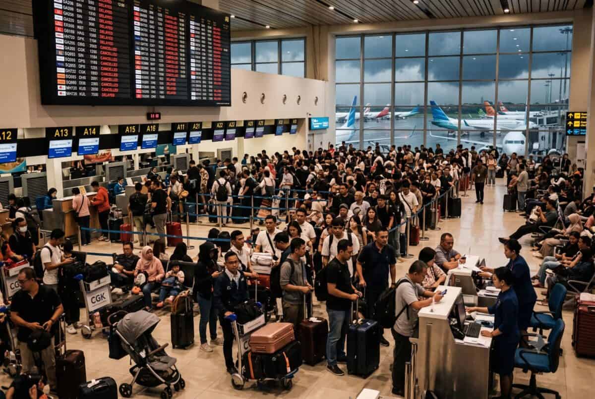 Jakarta-soekarno-hatta international airport plunges into travel chaos
