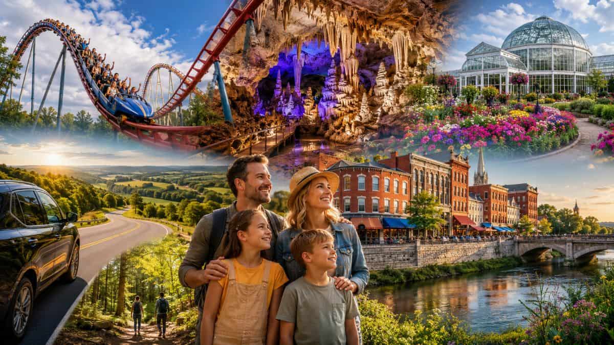 Ohio overtakes indiana, kentucky, pennsylvania, and michigan as scenic day trips from dayton unlock theme parks, underground caverns, botanical escapes, historic cities, family adventures, and outdoor getaways that redefine short-distance travel across the american midwest