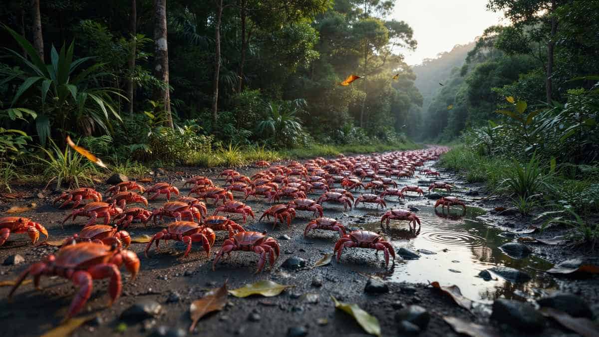 Crabs - travel and tour world Red crab migration in christmas island