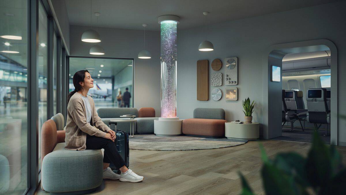 Hong kong international airport sensory corner featuring a calming sensory room with interactive equipment and aircraft cabin simulation area for travellers with invisible disabilities