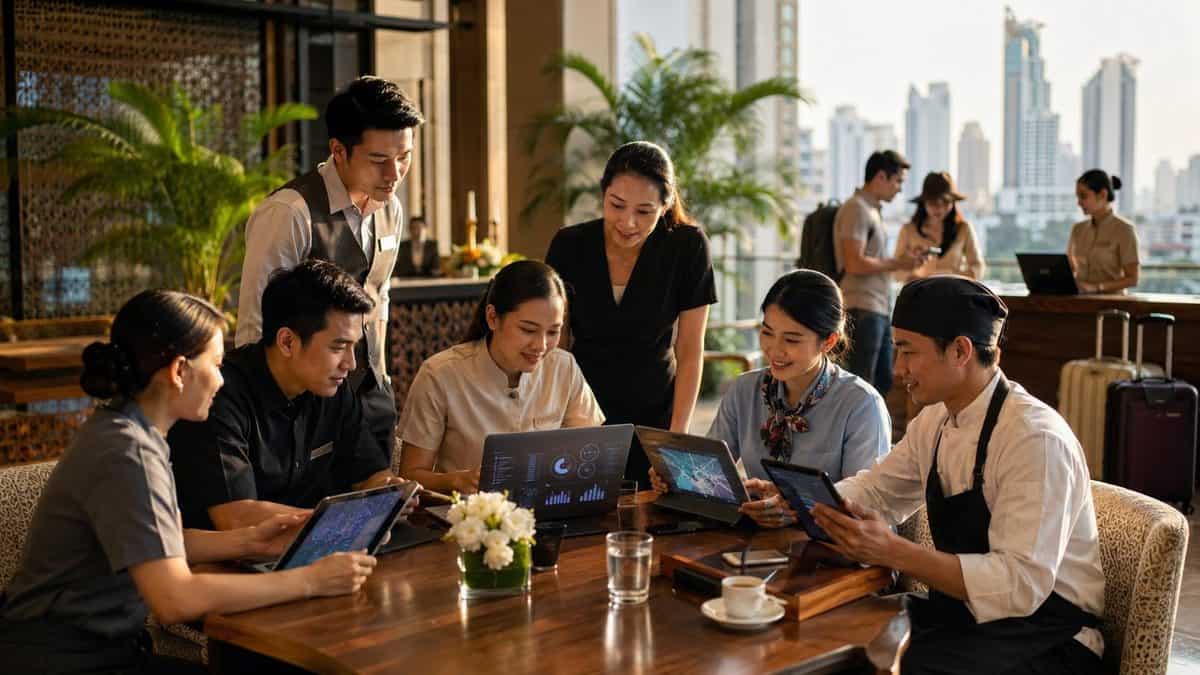 Thai tourism workers learning to use ai tools through thailand’s national digital-skills programme.