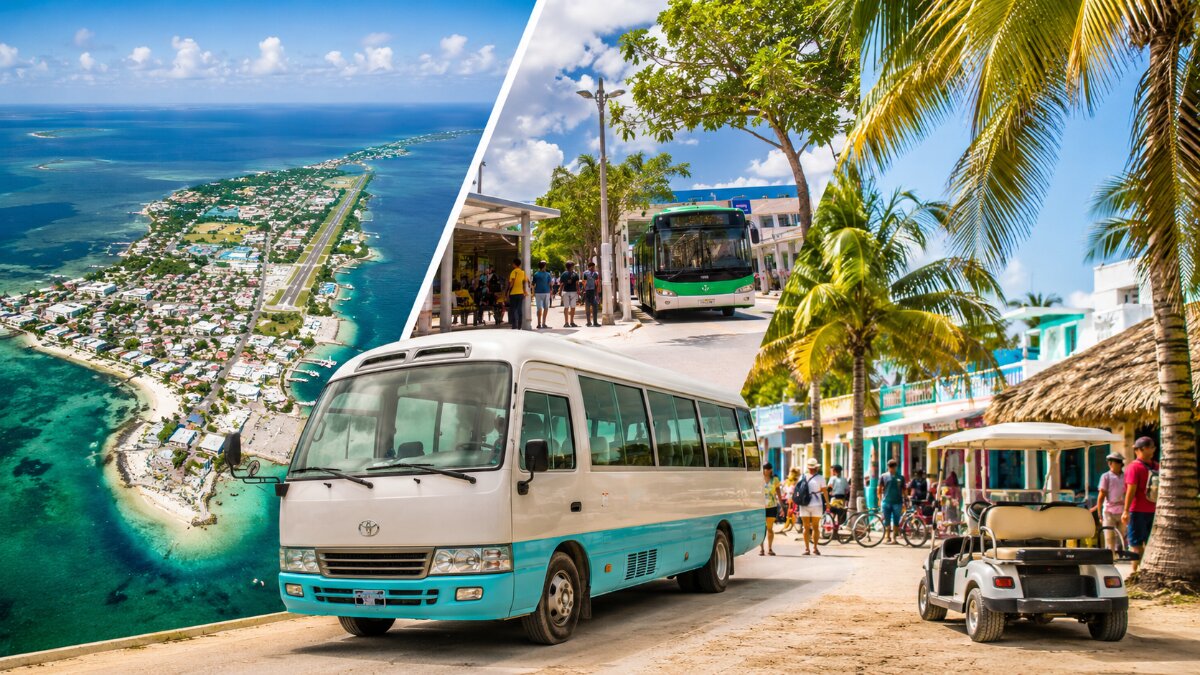 Belize tourism mobility with e-buses and san pedro island transit.