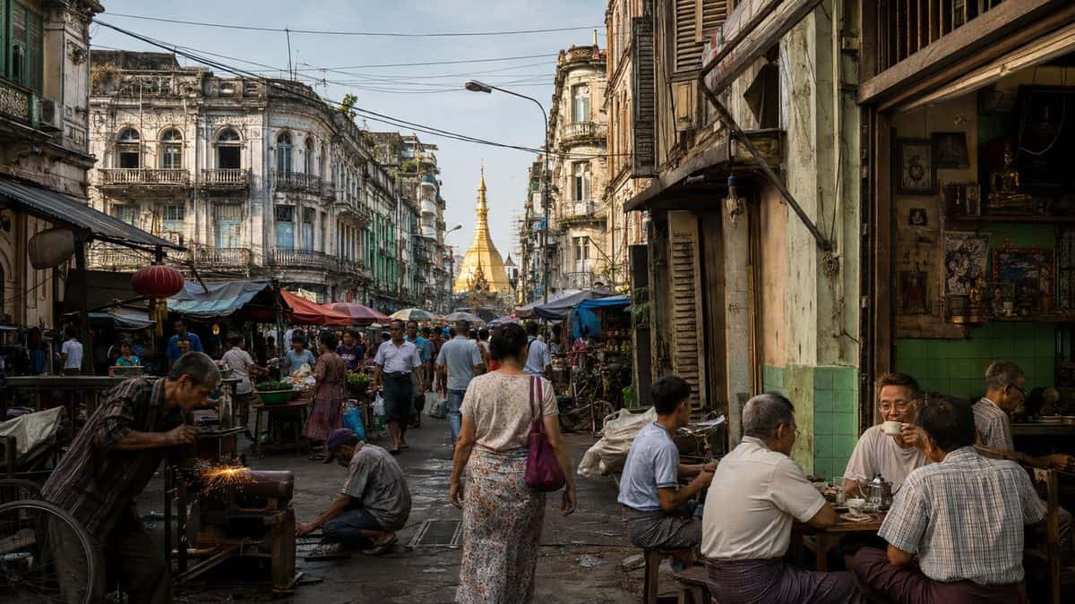 Yangon - travel and tour world Yangon streets showing colonial heritage, markets, teahouses and everyday neighbourhood life in myanmar
