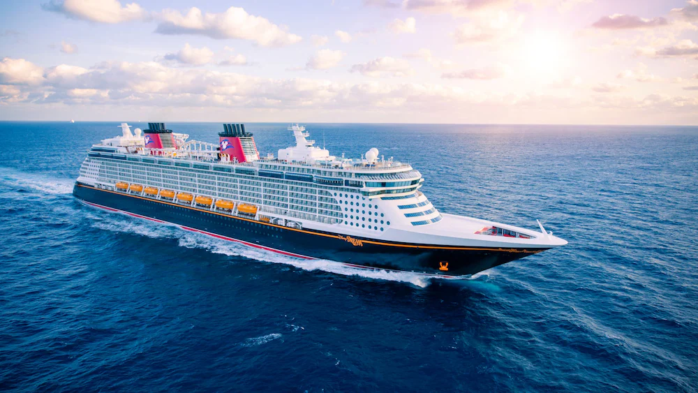 Disney dream cruise ship arriving at funchal port madeira portugal during maiden disney cruise line visit