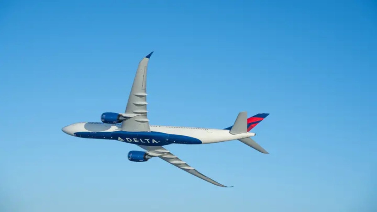 Delta airplane flying in sky