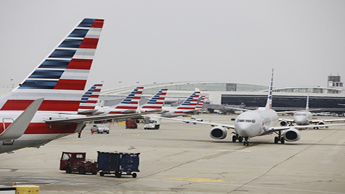 American airlines planes parked tarmac
