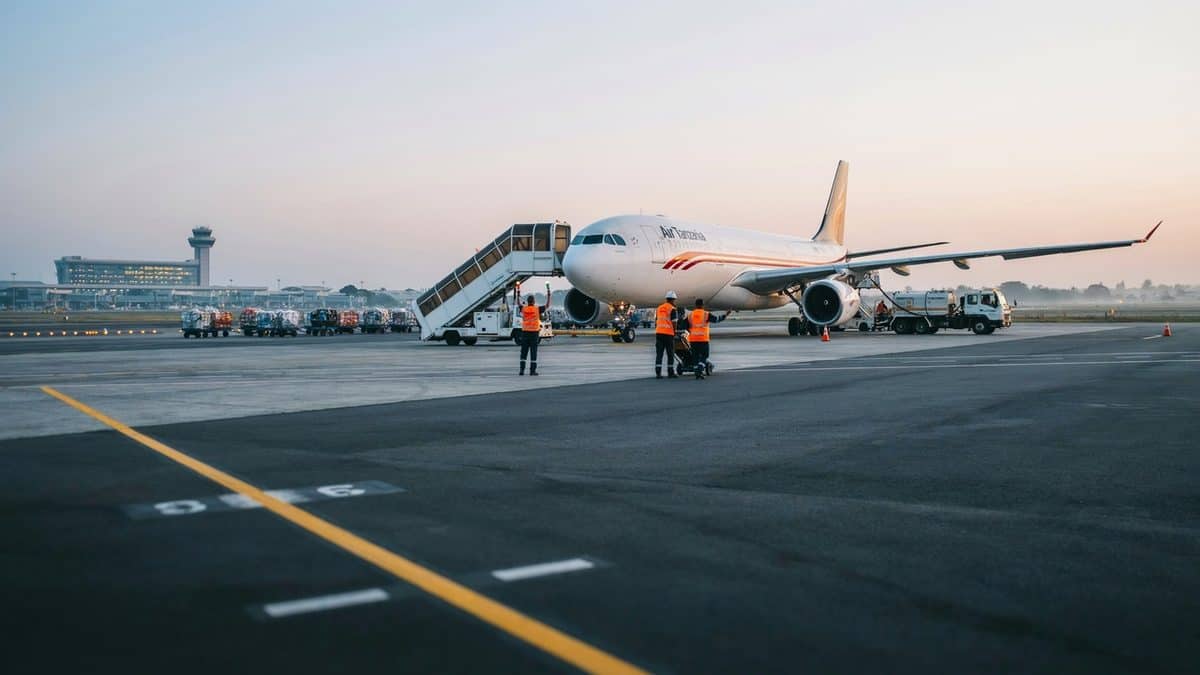 Air tanzania aircraft at dar es salaam airport before international flight