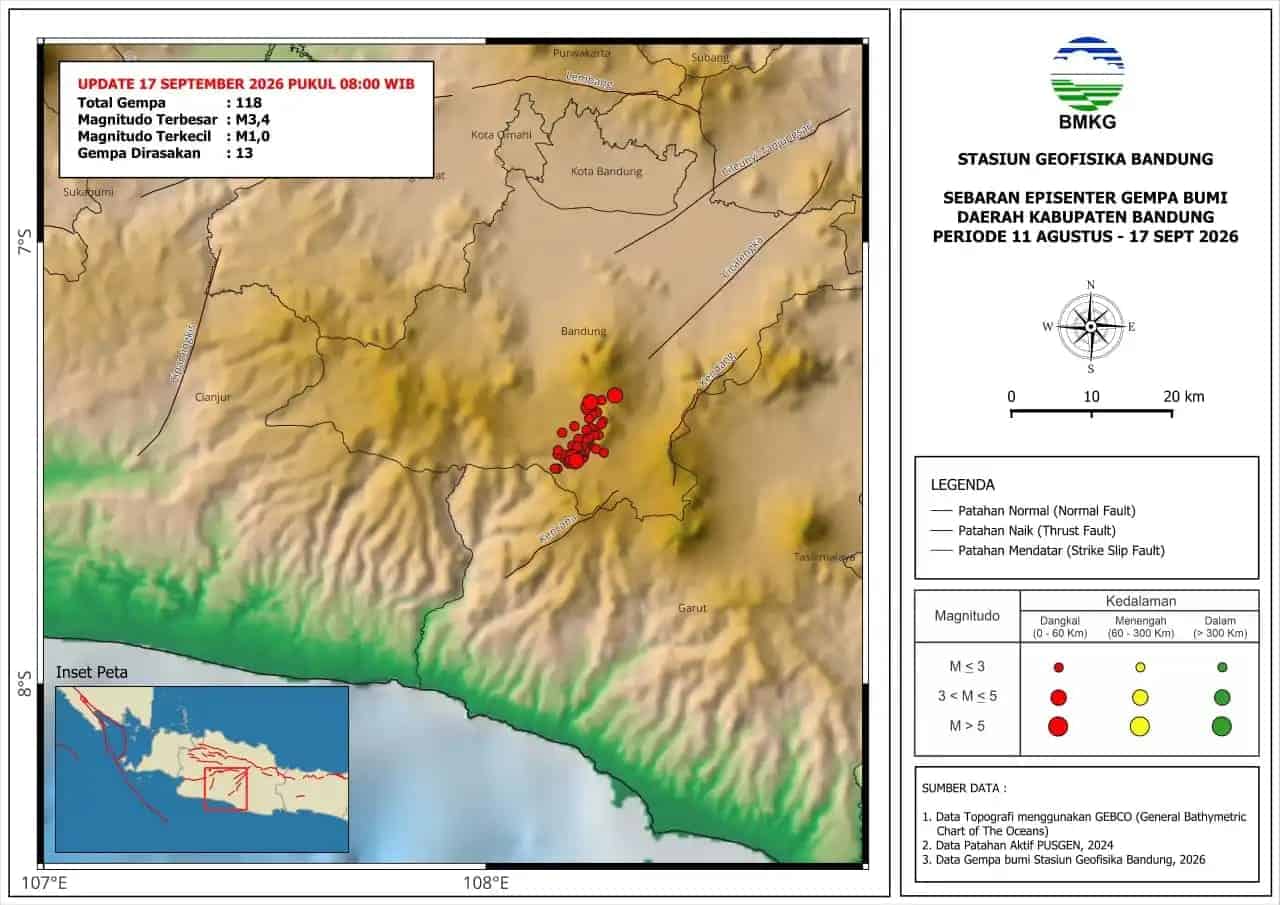 Bandung Faces New Tourism Safety Questions as BMKG Records 118 Earthquakes Across Indonesia’s West Java