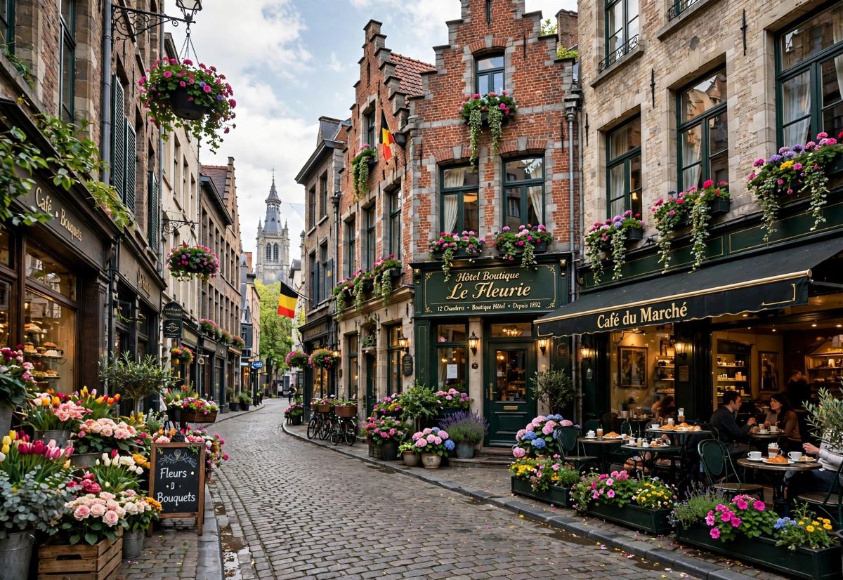 Belgium luxury hotels, charming roadside streets, canal city